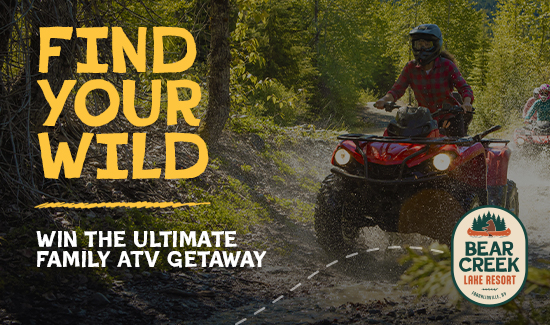 Win a 2-night cabin stay + private ATV riding experience at Bear Creek Lake Resort